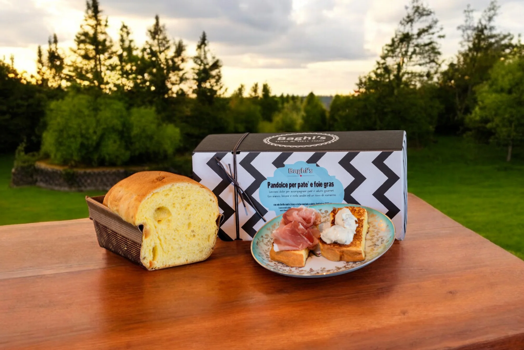 Pandolce Gourmet Baghi's per pâté e foie gras servito in abbinamento salato
